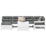 7 Piece Garden Sofa Set White Solid Wood Pine 3250985
