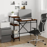 Desk with Shelves Smoked Oak 105x50x90 cm Engineered Wood&Iron 826716