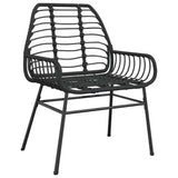 5 Piece Garden Dining Set Black Poly Rattan Glass 3334537