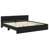 Bed Frame with Headboard Black Oak 200 x 200 cm Engineered Wood 3403603
