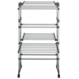 2-Tier Laundry Drying Rack with Wheels Silver 60x70x106 cm 344377