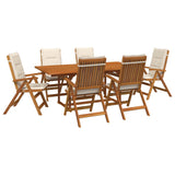 7-Piece Garden Dining Set Natural Solid Acacia Wood 3434524
