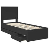 Bed Frame with Drawer Black 75 x 190 cm Engineer Wood 3411167
