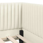 Corner Bed Frame with Headboard Cream 80 x 200 cm Velvet 42016253