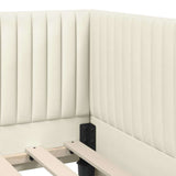 Corner Bed Frame with Headboard Cream 100 cm x 200 cm Velvet 42016283