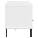 TV Cabinet with Metal Legs White Solid Wood Pine OSLO 351029