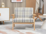 Modern One Seater Sofa for Living Room, Linen Fabric Small Couch with Rubber Wood Frame, Armrests, T3398P341261