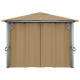 Gazebo with Curtain 400x300 cm Taupe Aluminium 313894