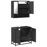 ZNTS 2 Piece Bathroom Furniture Set Black Engineered Wood 3300915