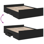 ZNTS Bed Frame with Drawers Black 135x190 cm Double Engineered Wood 3280315