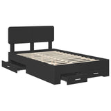 Bed Frame with Headboard Black 120 x 190 cm Engineered Wood 3412401