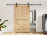 Sliding Door Natural and Black 90 x 210 cm Solid Pine Wood 3444926