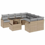 Garden Sofa Set with Cushion Manual 9 pcs Beige Poly Rattan 3357173