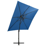 Cantilever Garden Parasol Azure Blue Polyester, Aluminium Large 312325