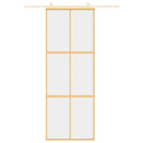 Sliding Door Gold 76x205 cm Clear ESG Glass and Aluminium 155154