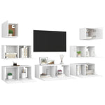 7 Piece TV Cabinet Set White Engineered Wood 3078712