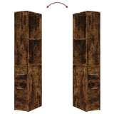 Narrow Bathroom Cupboard with Wheels Smoked Oak Engineered Wood 855299