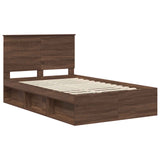 Bed Frame with Headboard Brown Oak 120 x 190 cm Solid Pine Wood 3411043