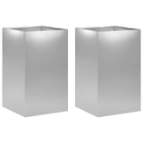 Garden Planter 2 pcs Silver 40 x 40 x 50 cm Galvanised Steel 8005369