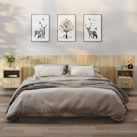 Wall-mounted Bedside Cabinets 2 pcs Sonoma Oak 811014