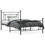 Metal Bed Frame without Mattress with Footboard Black 107x203cm 374353