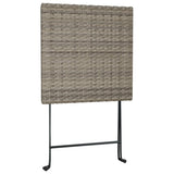 3 Piece Folding Bistro Set Grey Poly Rattan 319991
