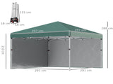 3 x 3 Pop Up Gazebo, UPF 30 with 2 Sidewalls, Leg Weight Bags and Wheeled Bag, Height T3398P314157