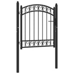 ZNTS Fence Gate with Arched Top Steel 100x100 cm Black 146368