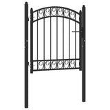 ZNTS Fence Gate with Arched Top Steel 100x100 cm Black 146368