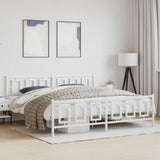 Metal Bed Frame without Mattress with Footboard White 193x203cm 374314