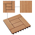 22 pcs Decking Tiles 30x30 cm 2 sqm WPC Teak Colour 277804
