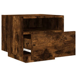 ZNTS Bedside Cabinet with LED Lights Smoked Oak 40x39x37 cm 836806