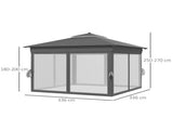 3.36 x 3.36m Pop Up Gazebo Party Tent with Solar-Powered LED Lights, Adjustable Event Shelter with T3398P551621