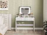 Storage Dressing Table, with LED Light Mirror - White T3398P343016