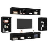 TV Cabinet Set Wall-mounted 8 pcs Black oak Engineered wood 3334388