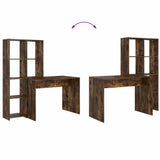 Desk with Shelf Smoked Oak 138.5 x 55 x 143 cm Engineered Wood 3337253
