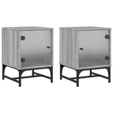 Bedside Cabinets with Glass Doors 2 pcs Grey Sonoma 35x37x50 cm 836529
