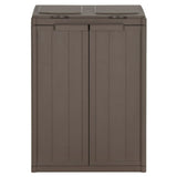 Trash Bin with 2 Doors Brown 65x45x88 cm PP 151225