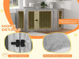 Dog Crate Furniture Side Table, with Cushion, 122 x 61 x 71cm - Grey T3398P376387
