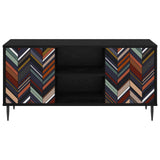 TV Cabinet OMMEN 102 x 33 x 51 cm Black Oak Engineered Wood 8007059