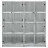 Bookcase with Doors Grey Sonoma 136x37x142 cm Engineered Wood 3206522