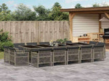 15 Piece Garden Dining Set with Cushions Grey Poly Rattan 3210872