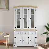 Highboard Corona White 112x43x196 cm Solid Wood Mexican Pine 355086