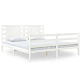 Bed Frame without Mattress White 150x200 cm King Size Solid Wood Pine 3104289