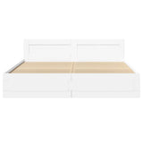 Bed Frame with Drawer 2 pcs White 193 x 203 cm Engineered Wood 3402859