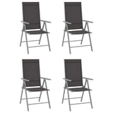 5 Piece Garden Dining Set Aluminium Silver and Black 3070632