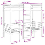 ZNTS Loft Bed Frame with Desk and Chairs Wax Brown 90x200cm Solid Wood Pine 3308555