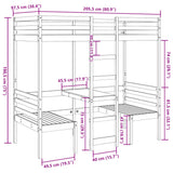 Loft Bed Frame with Desk and Chairs Wax Brown 90x200cm Solid Wood Pine 3308555