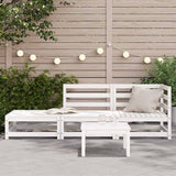 Garden Sofa with Footstool 2-Seater White Solid Wood Pine 837971