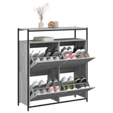 Shoe Cabinet with 4 Flip-Drawers Grey Sonoma 100x34x112 cm 3214416